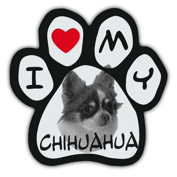 Picture Paws | Dog Paw Shaped Magnets: I Love My Chihuahua | Car Magnet