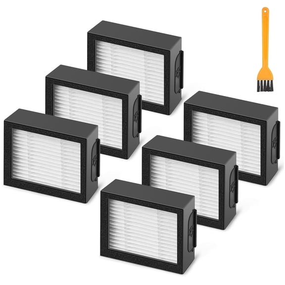 Filter Replacement for Roomba E I & J Series Vacuum Cleaners,Compatible with Roomba i7 i7 /plus i3 i3 E5 E6 E7 i4 i6 i6 i8 i8 , 6 High Efficiency Filters 1 Cleaning Brush
