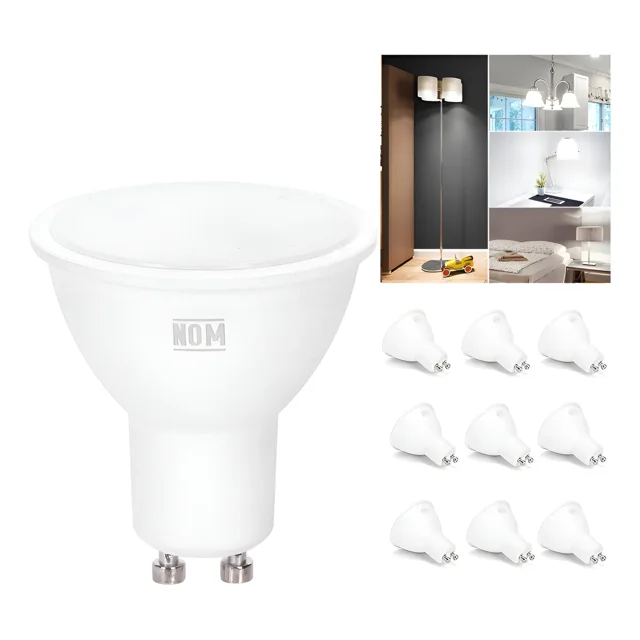 Lampara Foco Led Ahorrador Gu10 6w 6500k 10pcs Aigostar Blanco Frío