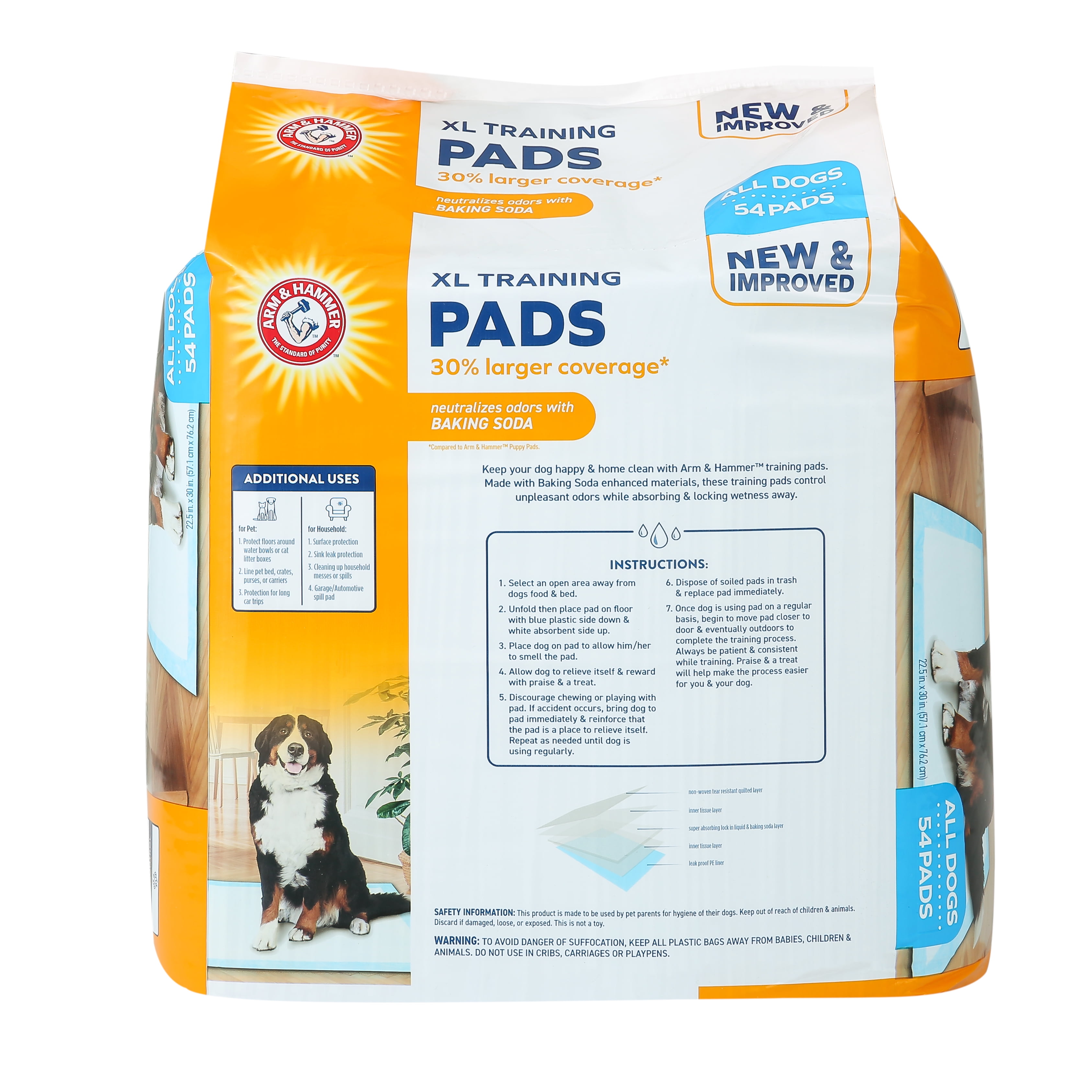 Arm Hammer for Dogs Training Pads XL 54ct Odor Control Leak Proof Wee Wee Pads