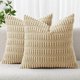 thumbnail image 1 of wonima44 MIULEE Pack of 2 Corduroy Decorative Euro Sham Throw Pillow Covers 26x26 Inch Soft Boho Striped Pillow Covers Modern Farmhouse Home Decor for Sofa Living Room Couch Bed Tan, 1 of 1