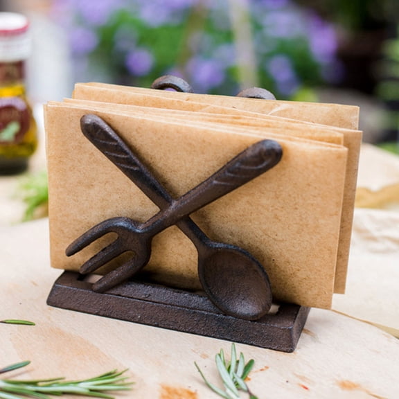 WHAMVOX Rustic Napkin Holder Farmhouse Cast Iron Napkin Holder Desktop Paper Towel Holder