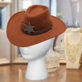 thumbnail image 2 of Cowboy Hat Men Sun Protection Outdoor Sunshade Hat for Travel Beach Camping Brown, 2 of 8