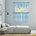 thumbnail image 6 of Teal Blue Ombre Striped Kitchen Curtains Valances and Tiers Set of 3 Modern Abstract Art Tier Curtains and Valance with Rod Pocket for Small Windows, 27.5"x36", 6 of 9