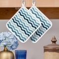 thumbnail image 2 of Teal Blue Stripes Ombre Pot Holders for Kitchen Heatproof Potholder, 5 Pack Gradient White Geometric Ocean Wave Hot Pads Multipurpose Oven Pads Cloth Potholders Trivet for Cooking Baking, 2 of 8