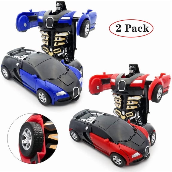 Amerteer 2 Pack Robot Car Toy 2 in 1 Deformation Car for Kids Boys Playing Best Christmas Birthday Gifts for 4 5 6 7 8 Year Old Girls Boys