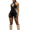 thumbnail image 3 of Biekopu Women Romper, Sleeveless Hanging Neck Solid Color Cutout Spring Summer Wrapped Short Jumpsuit, 3 of 6