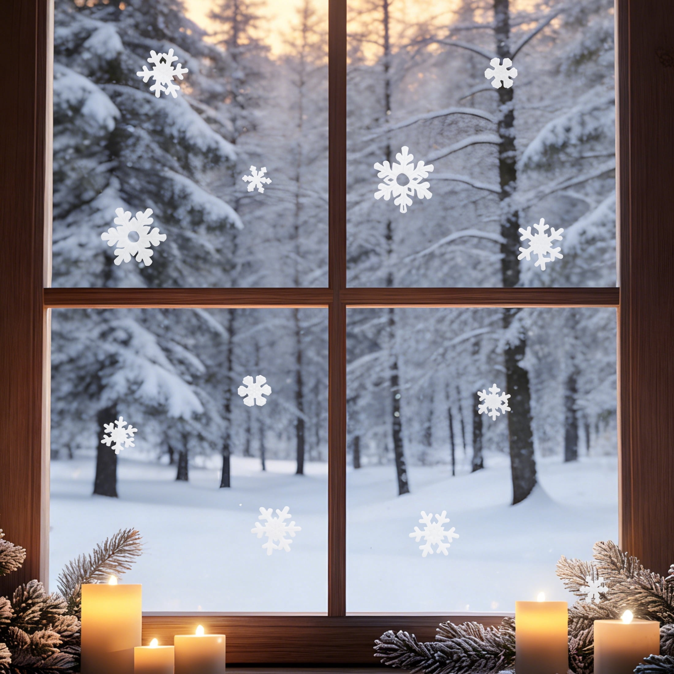Snowflake Christmas Window Gel Clings, White, 11.5" x 11.8", by Holiday Time