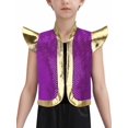 thumbnail image 1 of Moggemol Gilet Prince Garçon Design Arabe à Sequins Ouvert avec Manches Courtes Violet 14, 1 of 6