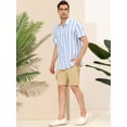 thumbnail image 4 of INSPIRE CHIC Camisa a rayas para hombre, manga corta, color block, con botones, playera de playa Azul claro M, 4 of 6