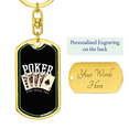 thumbnail image 3 of Poker Royal Flush Gambler Stainless Steel or 18k Gold Premium Swivel Dog Tag Keychain, 3 of 16