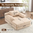 thumbnail image 5 of Ktaxon 68" Lounge Chair, Bubble Fleece Fabric Sofa Bed, Boneless Sleeper Chaise with Removable Backrest & Pillow-Top Armrests for Living Room Light Khaki, 5 of 10
