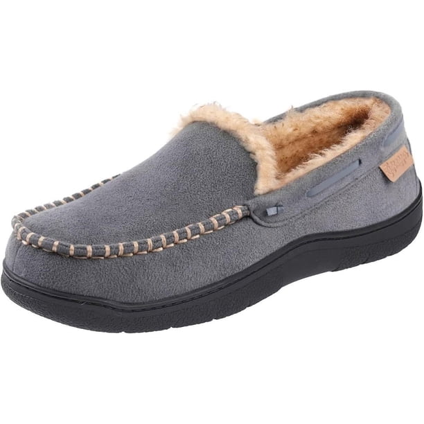 Pantuflas tipo mocasín para hombre, cálidas, suaves y cómodas, para interiores y exteriores, con suela ancha y esponjosa.