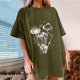 thumbnail image 1 of ICHUANYI Clearance Women's Vintage Gothic Sun And Print Pattern Drop Sleeves Summer Short Sleeve Tops Blouse(Army Green, XXL) ICHUANYI WER2023081206797, 1 of 7