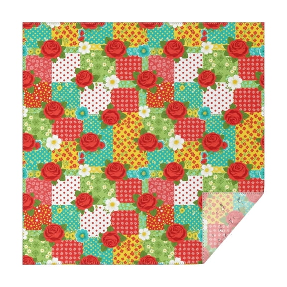 Pioneer Flower Floral Print Pattern Square Tablecloth, Waterproof Wipeable Spillproof Washable Table Cover for Home Kitchen Party Decor, 42"x42"