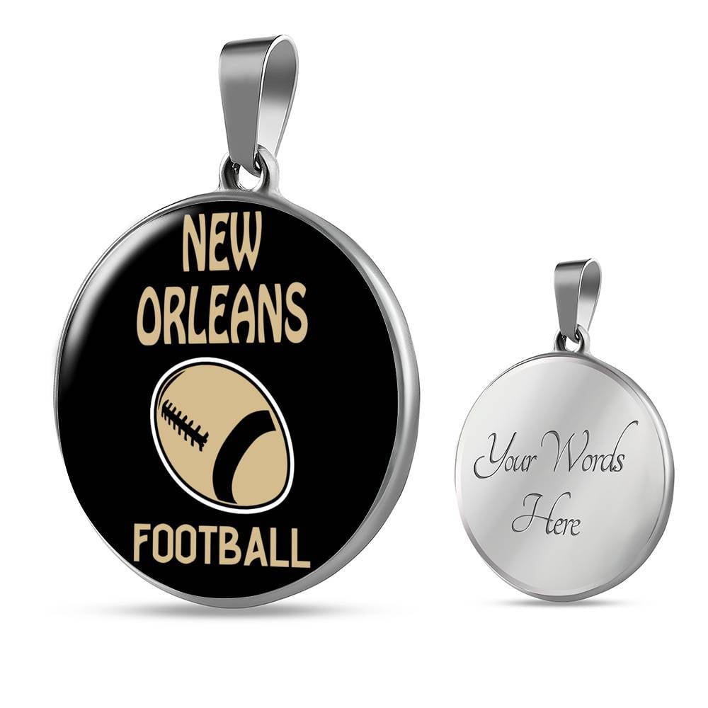 Express Your Love Gifts New Orleans Football Fan Sports Circle Pendant Necklace Stainless Steel or 18k Gold 18-22 