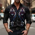 thumbnail image 1 of Nueva camisa tipo cárdigan con solapa y botones de manga larga de moda urbana para hombre, diseño creativo con estampado étnico, ropa para hombre, 1 of 6