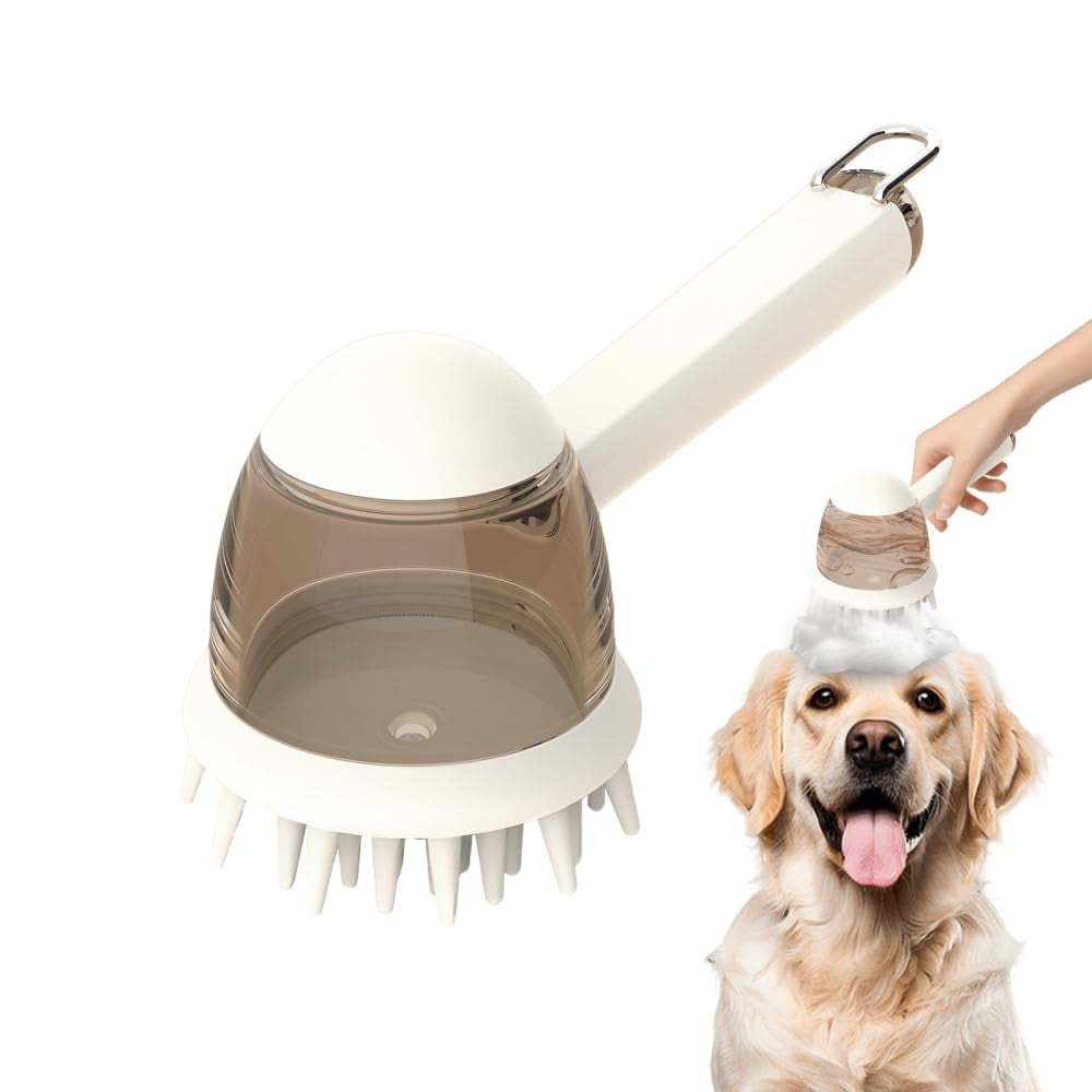 Puppy Brush for Small Dogs Dog Grooming Massage Brush with Shampoo Dispenser Adjustable Massage Scrubber for Dogs & Cats Hair
