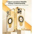 thumbnail image 4 of for iPhone 15 Case with Integrated Lens Protection, [Foldable Stand & Ring Holder] [Compatible with Magsafe], Glossy Shockproof Bumper Stylish Women Case for iPhone 15, Gold, 4 of 9