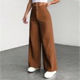 thumbnail image 5 of Women's corduroy trousers with pockets, high-waisted, wide-leg business formal trousers, 5 of 9