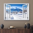 thumbnail image 2 of wall26 Canvas Print Wall Art Window View Blue Mountain Range Winter Forest Path Wilderness Nature Photography Realism Scenic Landscape Colorful Multicolor for Living Room, Bedroom, Office - 32"x, 2 of 5