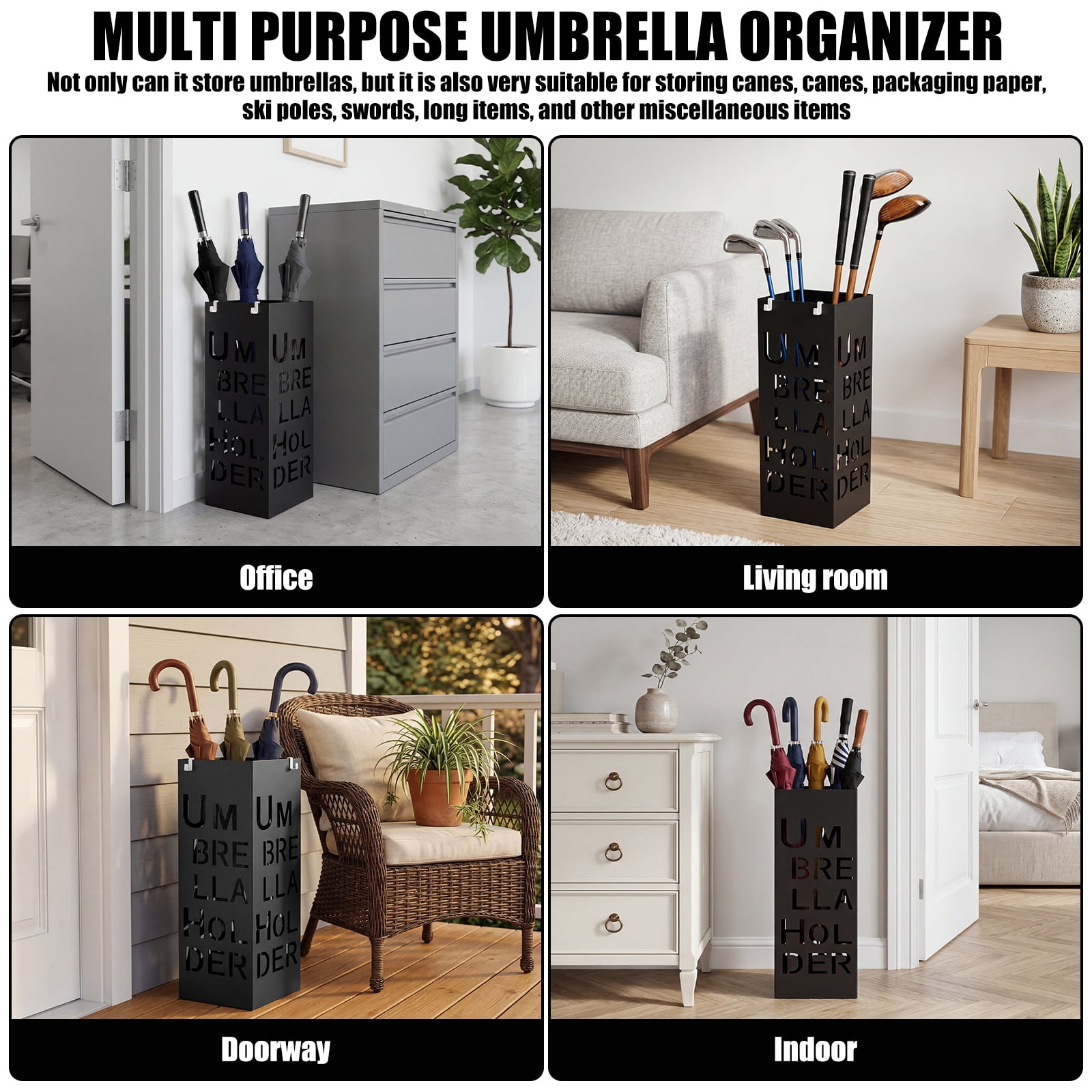 Toorise Slim Umbrella Stand Metal 19.5x6.1x6.1 Inch Freestanding Hollow Holder for Entryway Hallway Office Rustproof Space Saving Umbrella Rack