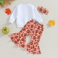 thumbnail image 3 of Okbabeha Toddler Girl Winter Clothes Baby Halloween Outfit Letter Crewneck Sweatshirt Pumpkin Flare Pants Fall Outfits, 3 of 7