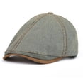 thumbnail image 2 of Fewfanhot Men's Vintage Denim Newsboy Cap with Suede Brim, Contrast Stitching, Classic Flat Cap for Casual Wear, Golf, Outdoor Activities, 2 of 2
