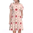 thumbnail image 1 of Vsdgher Fraise pour Femmes Été 2025 Robes Midi Maxi Décontractées Légères Manches Courtes Col Rond Robe de Plage, 1 of 6