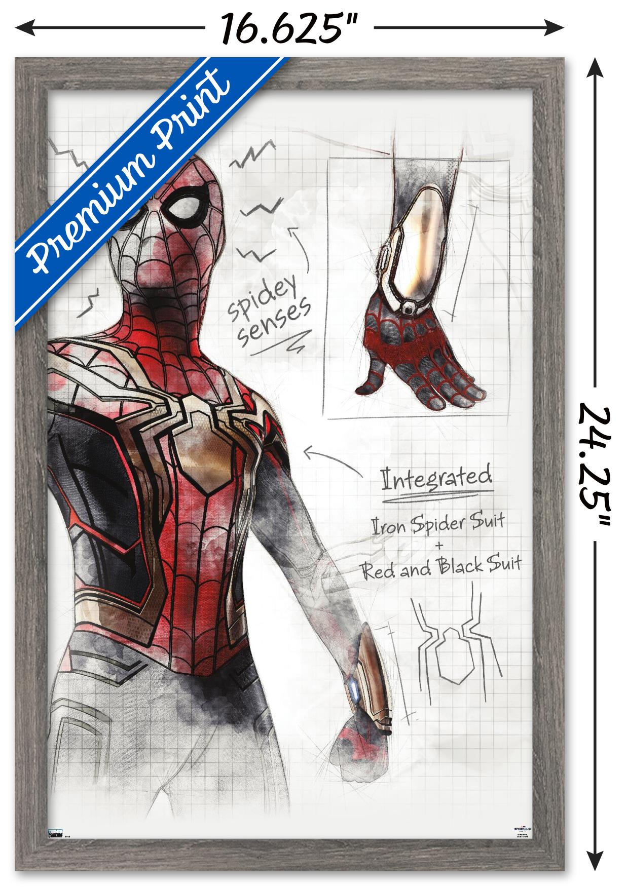 Marvel Spider-Man: No Way Home - Sketches Wall Poster, 14.725" x 22.375" Framed