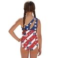 thumbnail image 3 of Xoenoiee Heart American Flag Pattern Girls Swimsuit One Piece Bathing Suit for Girls Adjustable Straps Pad Swimwear 4th of July Beachwear with Cover Up Skirt, Size 15-16 Years, 3 of 7