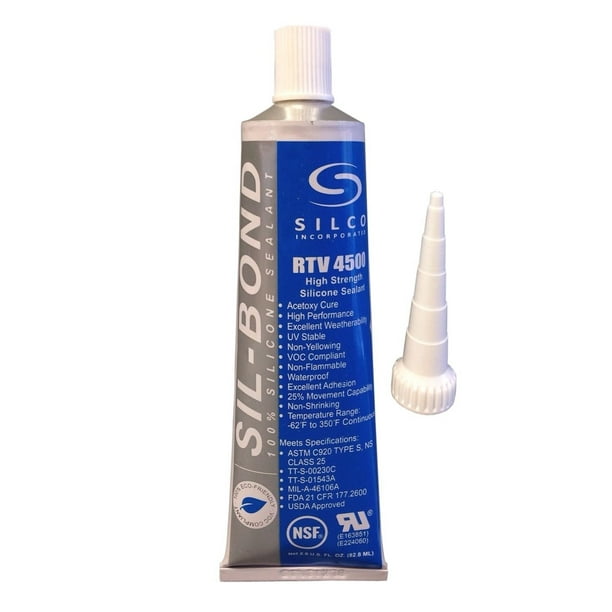 Silicone RTV 4500 FDA Grade High Strength Silicone Sealant, Clear (2.8