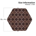 thumbnail image 2 of Zufioo Brown Gold Grid Print Leather Coaster Set, Decorative PVC Coasters 4-pack - Scald and Stain-resistant, Suitable for Home, Cafes, Restaurants-Hexagon, 2 of 6