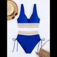 thumbnail image 3 of Bikini de Dos Piezas para Mujer, Cintura Alta, Cuello Halter, Traje de Baño Adelgazante, Azul Real, XXL, 3 of 7