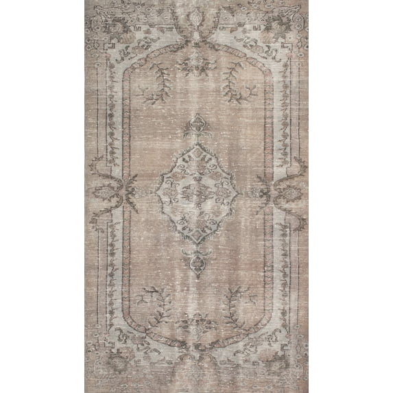 Ahgly Company Machine Washable Indoor Rectangle Contemporary Tan Brown Area Rugs, 8' x 12'