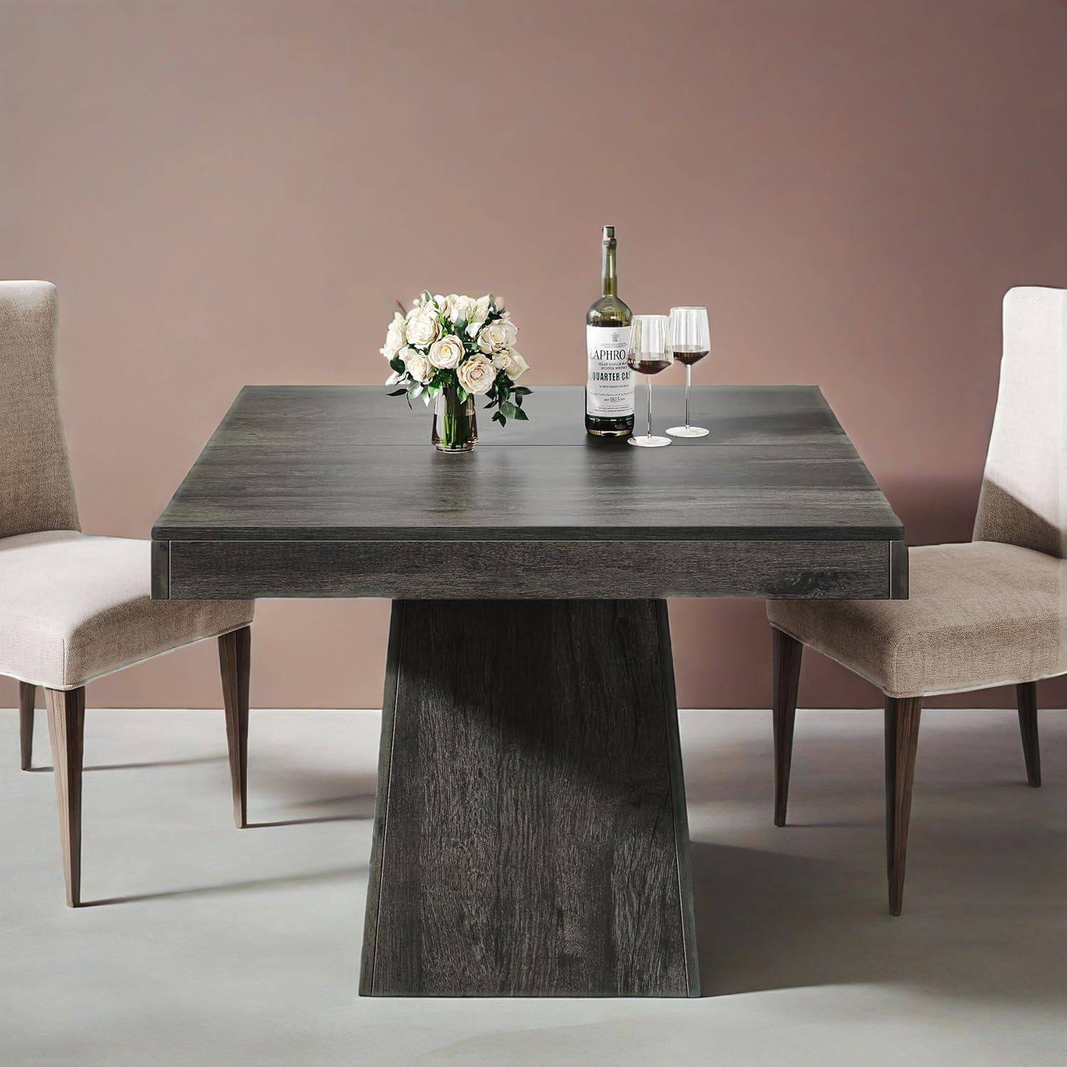 Dining Table, Rustic Farmhouse Square Kitchen Table for 4, 31.5 in L x 31.5 in W x 29.53 in H, Gray Wood Grain