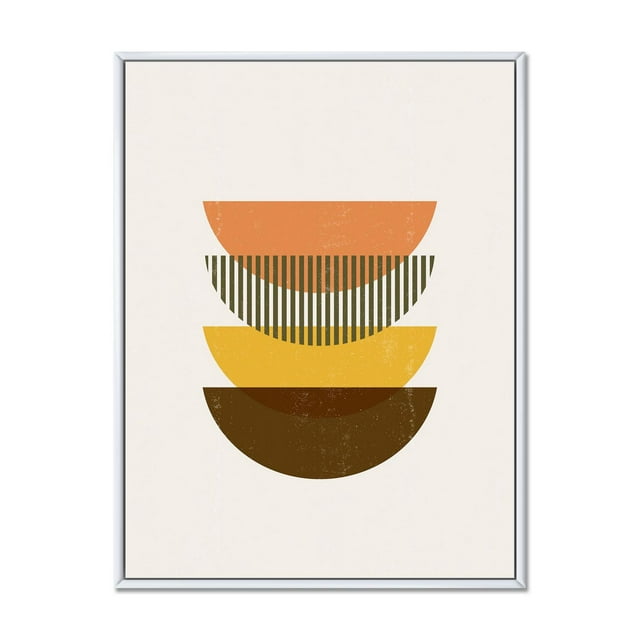 Designart Abstract Geometric Half Moons In Earth Tones FLOAT FRAME WALL ART