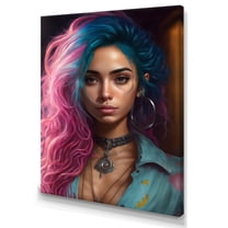 Designart Fashion Indian Woman In Pink And Blue III Canvas Wall Art