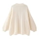 thumbnail image 4 of Suéter de cuello redondo para mujer, nuevo, informal y moderno, suelto, de color sólido, de manga larga, con cuello redondo y botones, chaqueta de suéter de cuello redondo, chaqueta de mujer con parte, 4 of 8