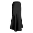 thumbnail image 7 of Women's Satin High Waist Long Skirt - Elastic Stitching Slim Fit Hip Skirt for Party/Office/Daily Wear, 7 of 7