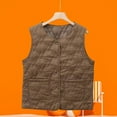 thumbnail image 6 of Women's Thermal Vest Sleeveless Single-breasted Closure Jacket Solid Color Round Neck Imitation Silk Cotton Padded Waistcoat for Autumn Winter Daily Wear, 6 of 8