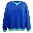 thumbnail image 4 of Xcmzpl Women's Sweatshirts Casual Color Block Crewneck Sweatshirt Lightweight Sweater Tops Cotton Long Sleeve Shirts Fall Fashion, 4 of 4