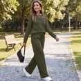 thumbnail image 7 of Women's 2 Piece Lounge Set Pleated Crewneck Top and Wide Leg Pants Relaxed Casual Fleece Travel Matching Outfit, 7 of 7
