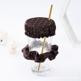 thumbnail image 3 of Drink Cover Scrunchie Cup Cover Portable Large Size Soft Mug Cover para niñas Marrón con Mancha Zulema Scrunchie con tapa para bebidas, 3 of 8