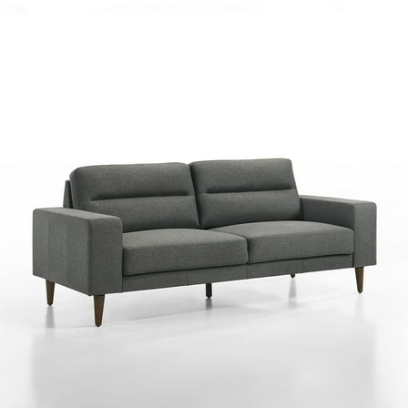 Vile Sofa, 79 Inch Gray Polyester, Classic Tapered Solid Wood Legs