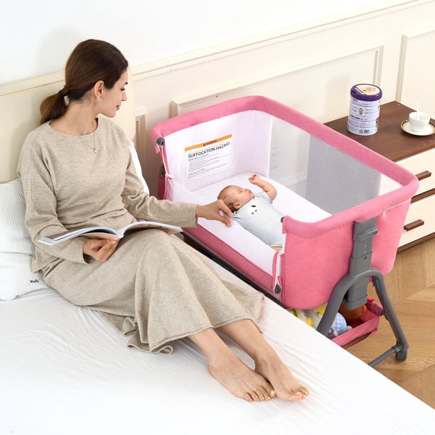 Cesta de cama para bebé Real Relax 3 en 1 rosa con redes