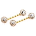thumbnail image 1 of Paire de Barres de Mamelon avec Bord avant Transparent CZ, 1 of 5