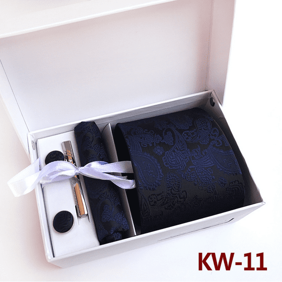 Men's Silk Tie and Pocket Square Woven Formal Tie Cufflink S