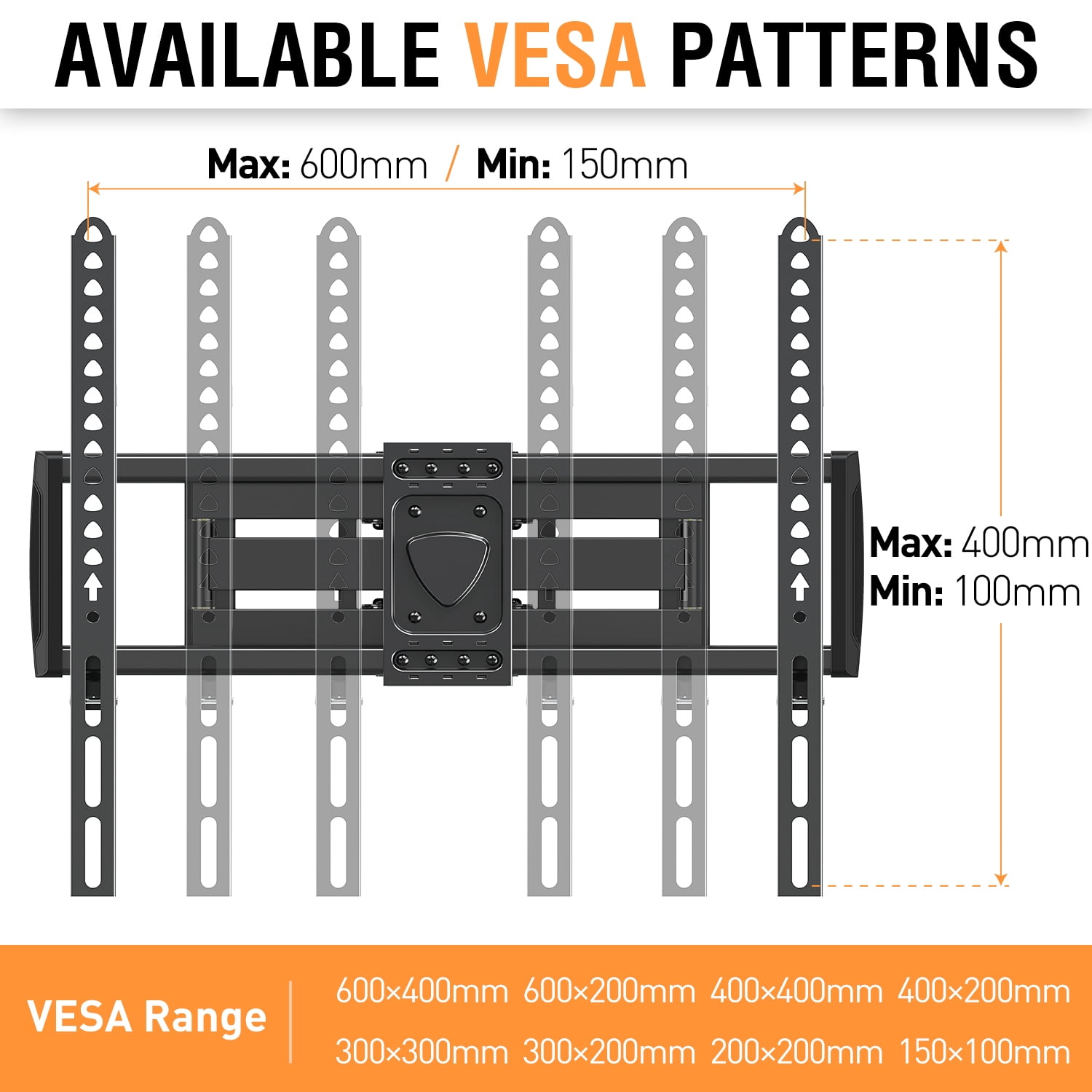 MOUNT PRO Full Motion TV Wall Mount for 42''-75'' TVs up to 16'' Wood Stud