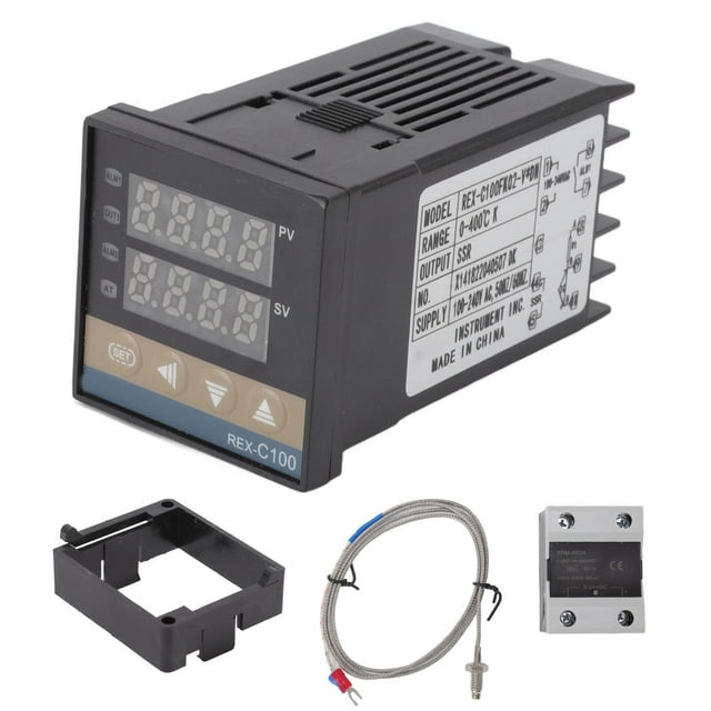Termostato Controlador de temperatura Plástico 0 a 400 grados centígrados con relé termopar K 100‑240V
